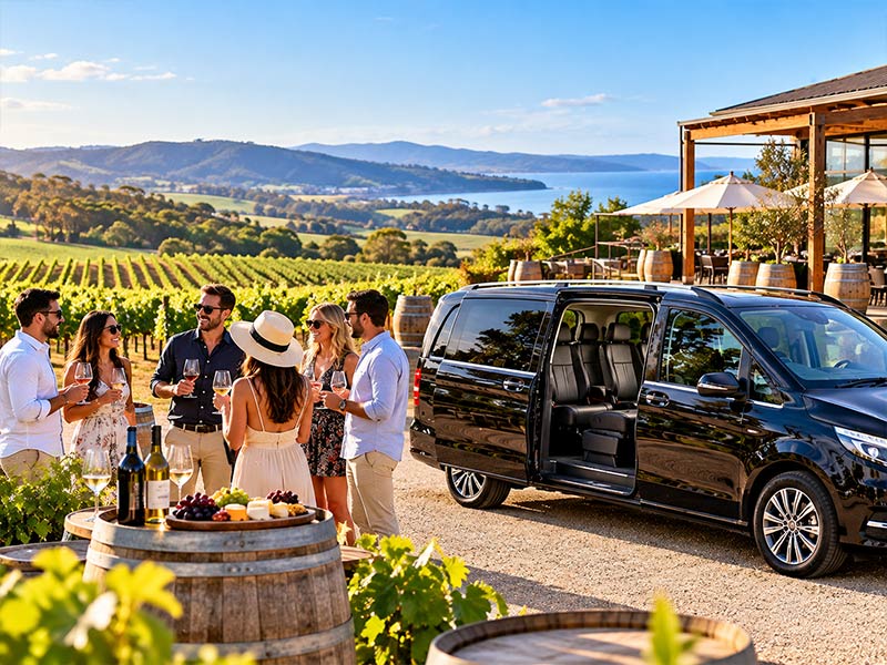 Maxi cab group on a Yarra Valley winery tour